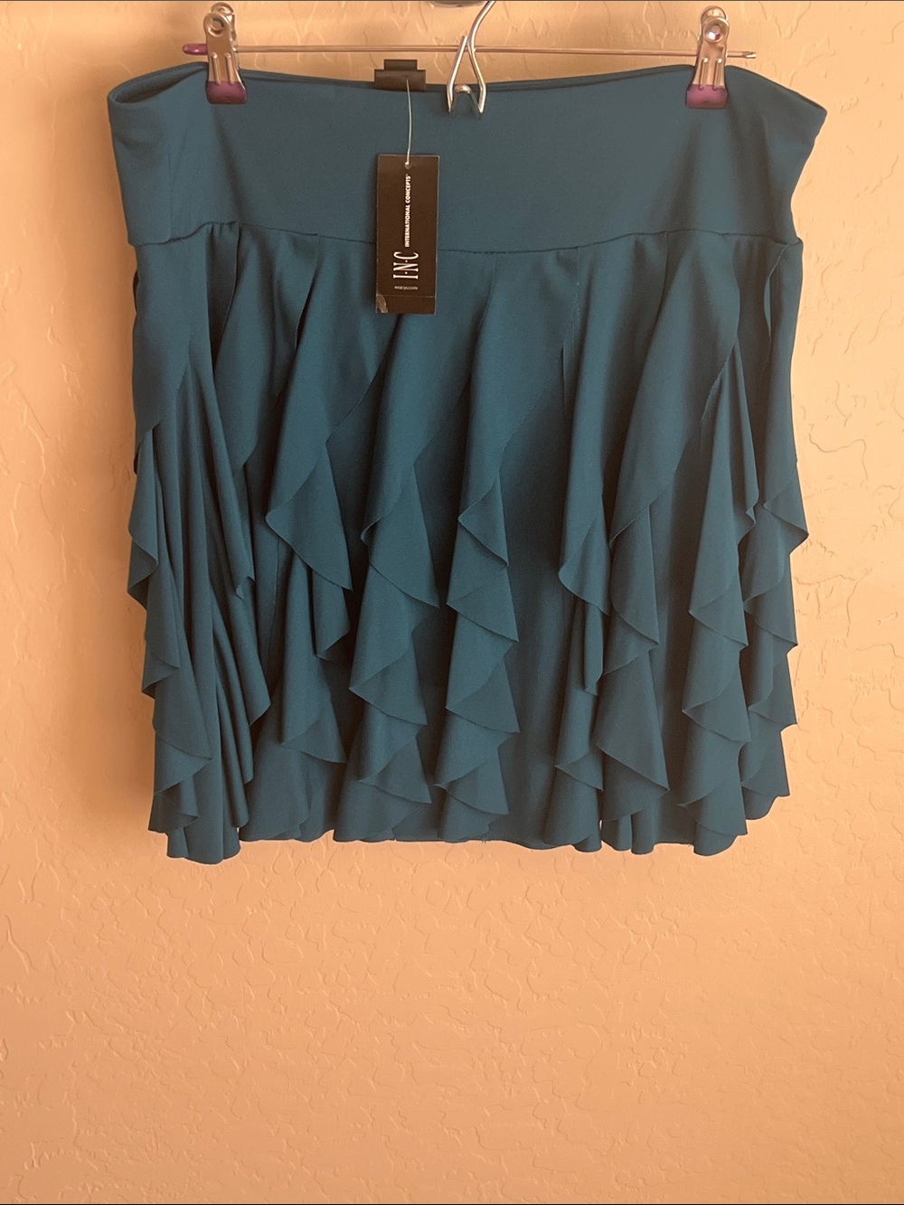 INC International Concepts Teal Layered Ruffle Skirt